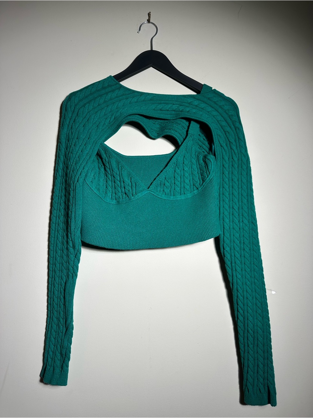 RONNY KOBO Cable Knit Bolero & Crop Top Set Size L